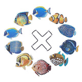 WFJ 10 Pcs Sea Fish Diamond Art Paintings Coasters Kits with Holder, Diamond Painting Coasters Set - Diamond Dots Craft WFJ