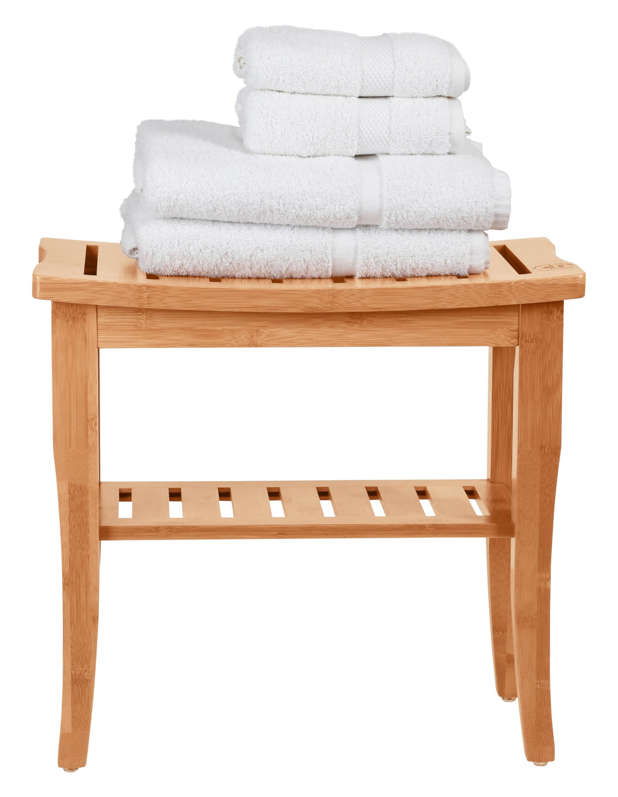Bamboo Shower Bench - Small Shower Stool with Storage Shelf, Non-Slip Shower Seat, Bathroom Bench, Spa Decor Wooden Shower Bench, Foot Rest Shaving Stool for Shower, Suitable for Indoor/Outdoor Use Bambüsi
