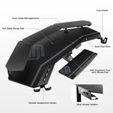 EUREKA ERGONOMIC Gaming Desk, Standing Desk Keyboard Tray, 72" Wing Shaped Music Studio Desk Electric Adjustable Height Desk Sit Stand Desk with LED Shelves, Gaming Recording Live Stream, Slot Design EUREKA ERGONOMIC