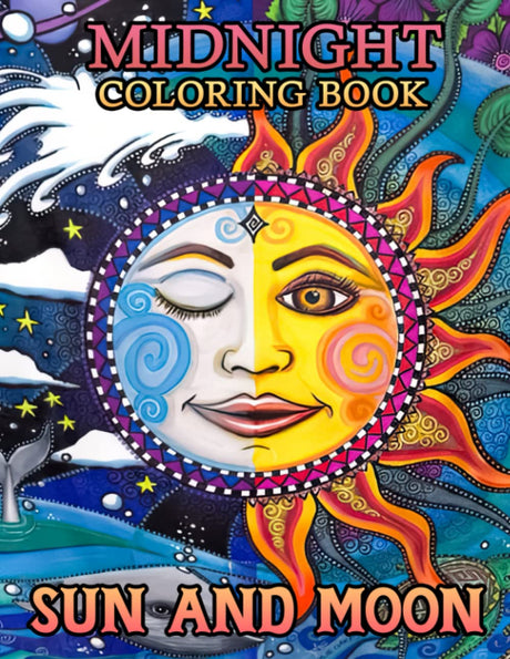 Midnight Sun And Moon Coloring Book: Stunning Coloring Pages On Black Background Featuring Cute Celestial With Wonderful Illustrations | Great Gift For All Ages To Have Fun And More Majosta