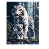 Diamond Painting Art Kit for Adults, Forest White Tiger Diamond Painting Abstract Wildlife Canvas, Diamond Painting Wall Decor Picture Kit 8x12 Inch Champi