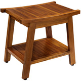 TEAKMAMA 21 Inch Teak Shower Bench with Storage Shelf and Handles, Teak Wood Shower Stool & Spa, Waterproof Shower Bench for Indoor and Outdoor Use, Bathroom Stools for Adults Sitting TEAKMAMA