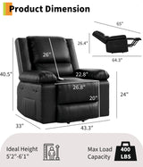Garvee Oversized Power Lift Recliner Chair - Heat and Massage, PU Leather Electric Lift Recliner for Elderly & Mobility Impaired, Adjustable Back and Legs, Heavy Duty Lift Chair for Seniors Garvee