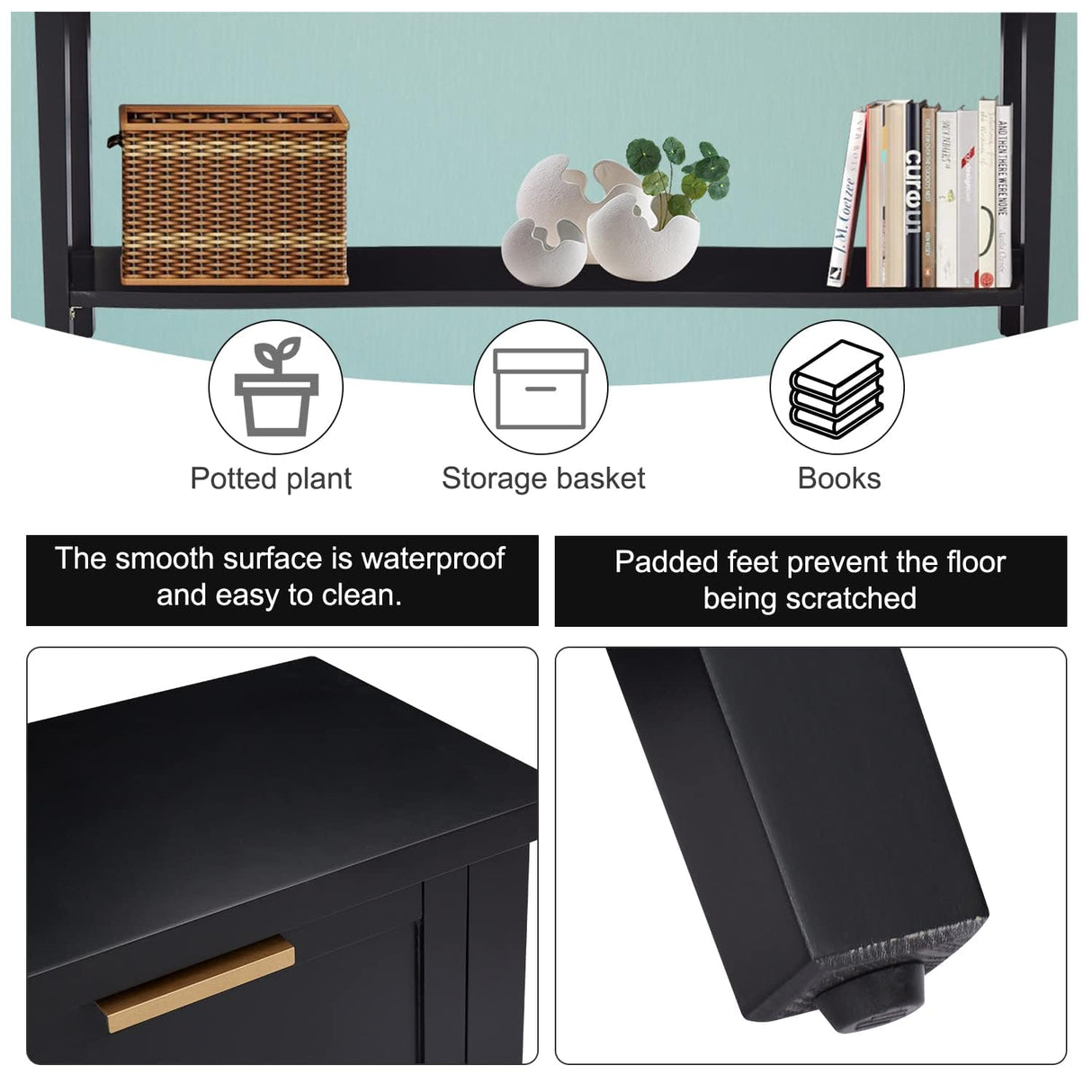 Kinsuite Long Sofa Table with 4 Drawers - Modern Black Console Table with 1 Bottom Shelf, 60 inch Wood Hallway Table Entryway Table for Living Room Bedroom Kitchen Kinsuite