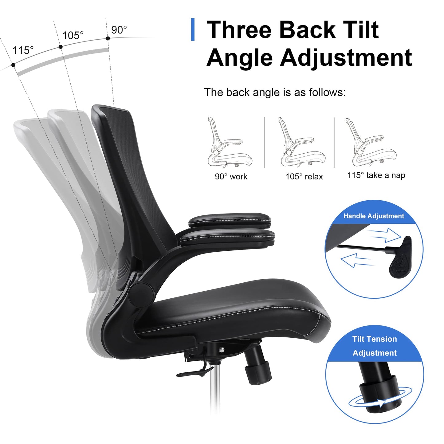 Misolant Tall Office Chair for Standing Desk, Drafting Chair with Foot Ring, Recline Office Drafting Chair, Standing Desk Chair with Adjustable Lumbar Support, PU Leather High Office Chair