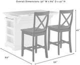 Crosley Furniture Julia Stainless Steel Top Island with Storage, Coffee Bar, and a Set of 2 X-Back Stools, White Crosley Furniture