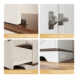 LIKIMIO Armoire Wardrobe Closet with Mirror, 70.1" Wooden Clothing Storage Cabinet with 2 Doors & 2 Drawers, Modern Bedroom Freestanding Wardrobe Combination with Hanging Rod, Cherry with White LIKIMIO