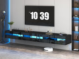 ANTISTA Floating TV Stand | 94.5'' Long Wall Mounted TV Shelf with Power Outlet, Modern Wooden Entertainment Center Media Console with Storage, High Gloss Large TV Cabinet, Up to 100 Inch TVS ANTISTA