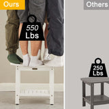 Waterproof Shower Bench, White Poly Shower Stool for Shaving Legs, Shower Chair Seat with Handles & Shower Head Holder, Plastic Bathroom Bench with Adjustable Feet for Inside Shower, Non-Slip KaimuBench