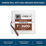 Benchmark Abrasives 1” X 150’ Shop Roll Emery Cloth Sandpaper Roll, Aluminum Oxide Sand Paper for Wood Furniture, Metal Polishing, Sanding, Automotive, Plumbing, Finishing - 240 Grit Benchmark Abrasives