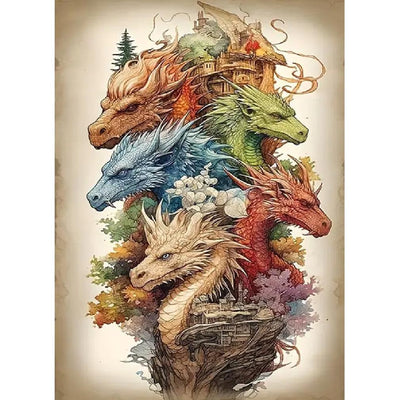 JFYHAB Dragon Diamond Painting Kits - 5D Colorful Dragon Art for Adults & Beginners, DIY Full Drill Art for Home Wall Decor, 12x16 Inch
