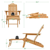 Yaheetech Folding Adirondack Chair with Retractable Ottoman 300lb Solid Wood Garden Chair, Fire Pit Lounge Chairs Weather Resistant Furniture for Garden/Yard/Patio/Lawn, Set of 1 Yaheetech