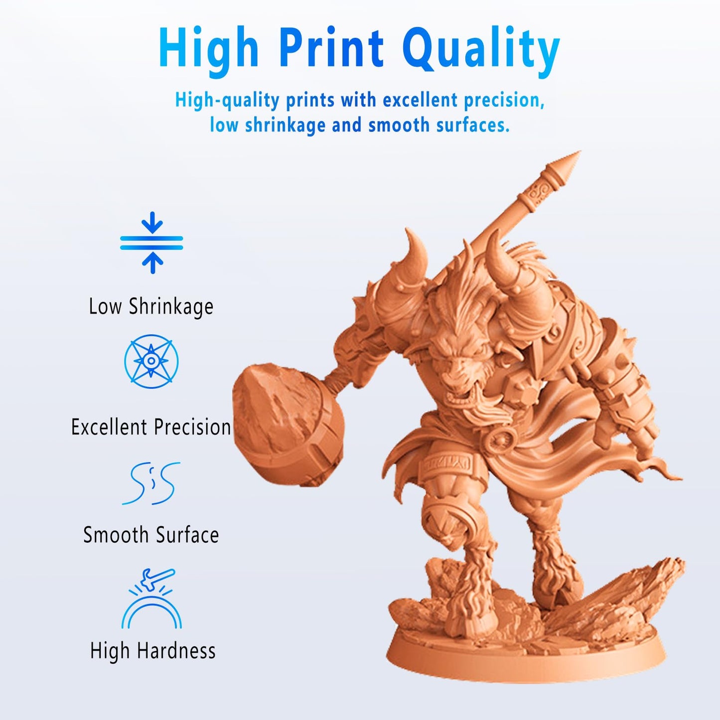 OLAPRIN 3D Printer Resin, Rigid Resin with Clear Details, Fast Curing, High Precision Resin, Low Odor, Widely Compatible with All Resin 3D Printers (Skin, 1kg)