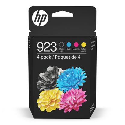 HP 923 Black, Cyan, Magenta, Yellow Ink Cartridges (4-Pack) | Works OfficeJet 8120 Series, OfficeJet Pro 8130 Series | Eligible for Instant Ink | 6C3Y6LN