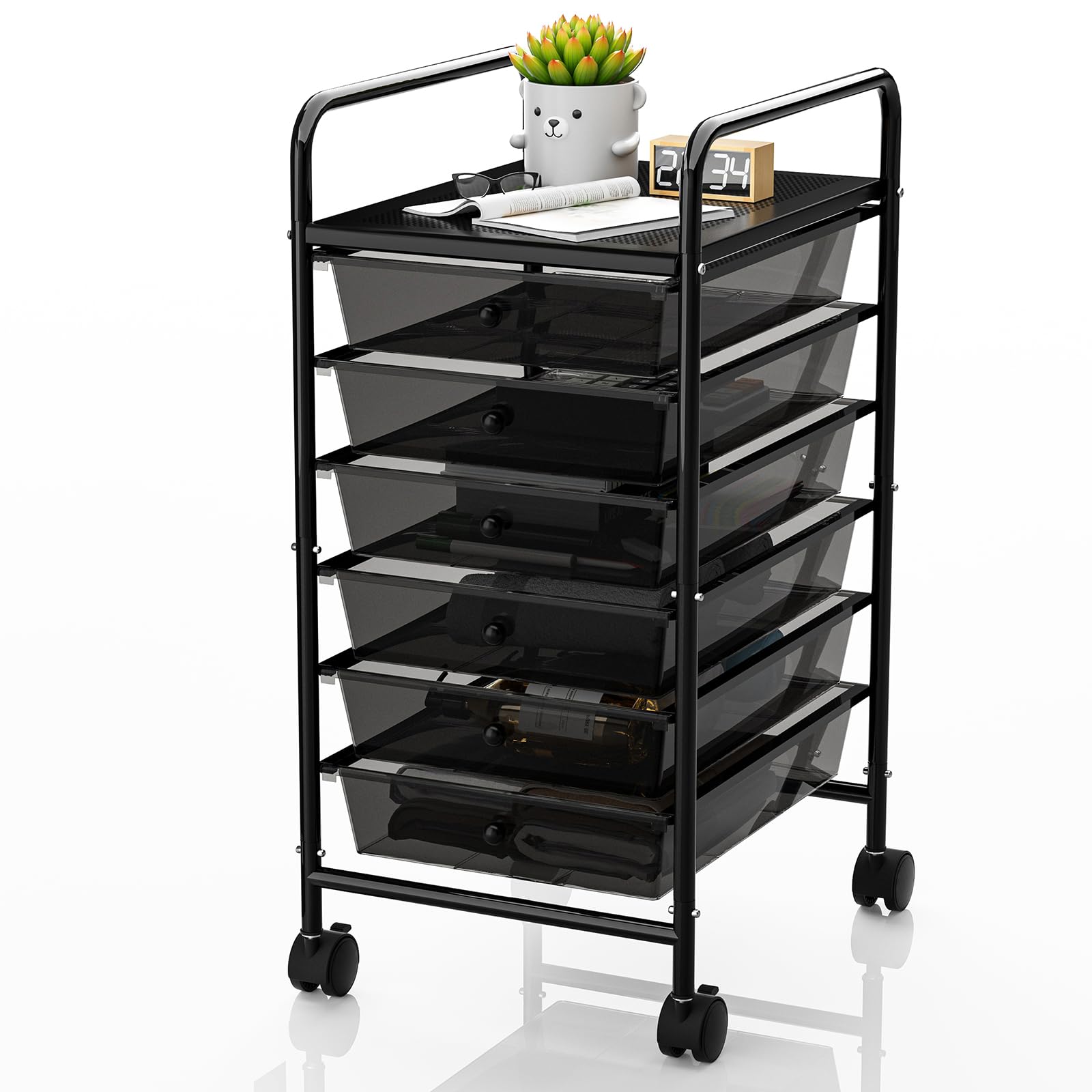 6 Tier Rolling Cart with 6 Drawers, Multipurpose Craft Cart Storage Cart on Wheels, Plastic Utility Cart Storage Organizer Cart for Classroom, Office, Bathroom,Home, Beauty Salon Storage - WoodArtSupply