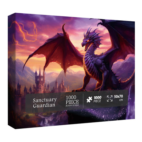 Fantasy Dragon Puzzle for Adults 1000 Pieces, Magic Castle Jigsaw Puzzle, Castle Purple Puzzle BBOLDIN