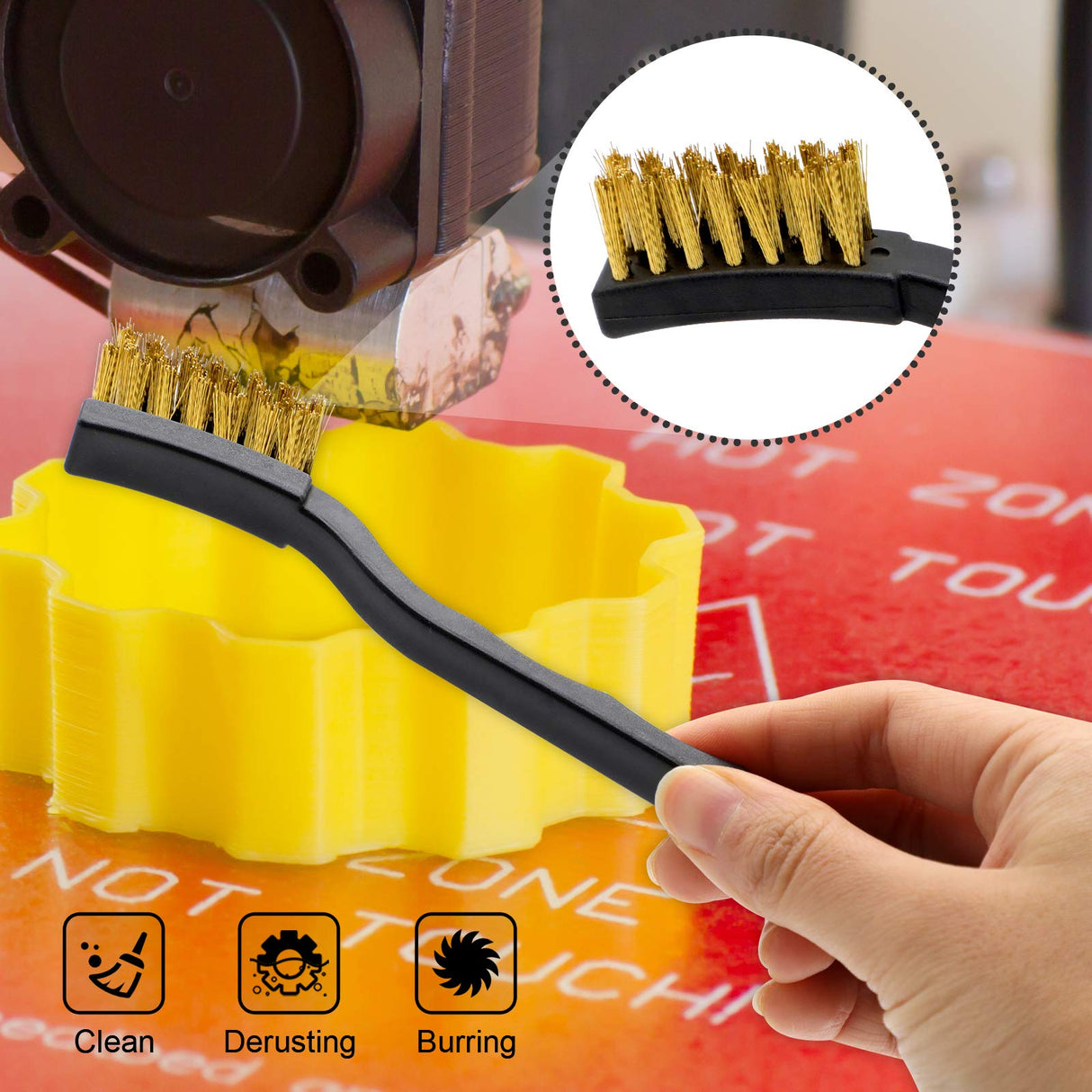 KITANIS 3D Printer Nozzle Cleaning Kit with Brush - 10 Pieces 0.4 mm Cleaning Needles, 2 Types Sophisticated Tweezers and 2 Pieces Cooper and Stainless Wire Cleaning Brushes KITANIS