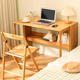 Bamboo Folding Desk Mid Century Modern Desk for Home Office Bedroom Small Spaces，Natural Dezyfurni