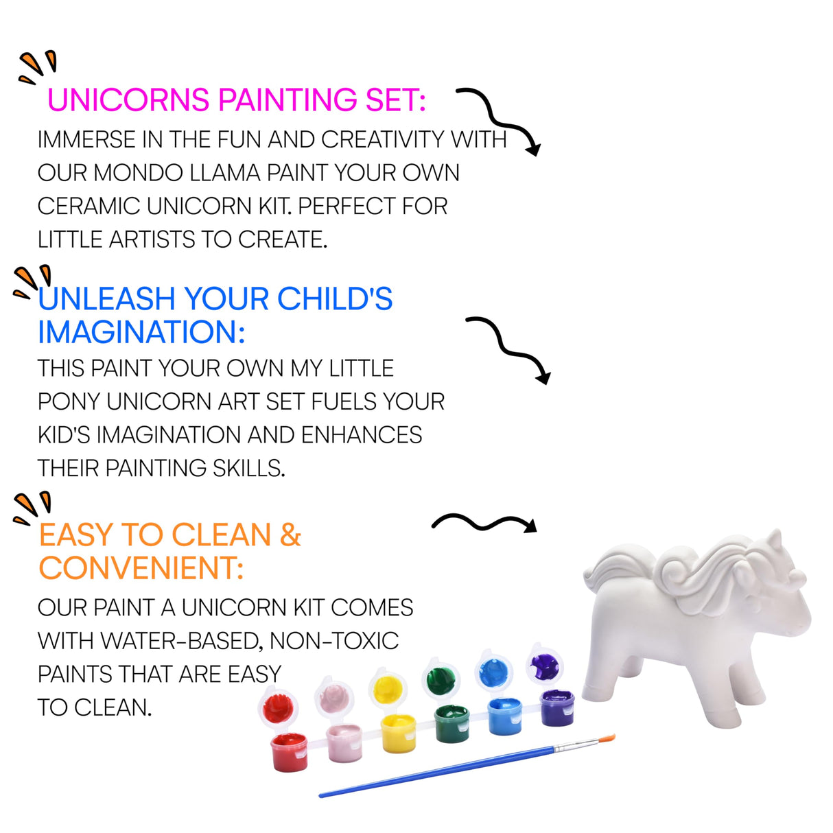 Neliblu Amazaque Paint Your Own Unicorn Kit - Pony Painting Kit Craft Set for Kids - Unicorn Painting Kit for Girls - Non-Toxic, Water-Based Paints Art DIY Set - Birthday, Party, School Craft Neliblu