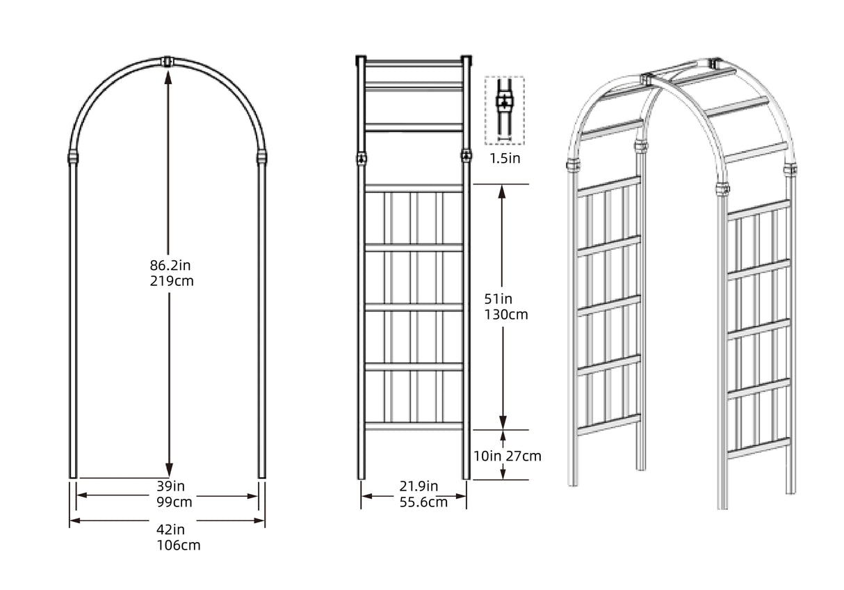 FENCETECH 41" W x 86" H Vinyl Arbor, Vinyl Arch, Garden Arch Arbor for Outdoor, Yard, Garden, Climbing Plants - White FENCETECH