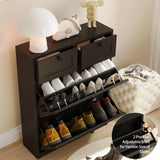 VOWNER Shoe Cabinet with 2 Flip Drawers & 2 Drawers, Freestanding Shoe Storage Cabinet with Adjustable Shelves, Shoe Organizer for Entryway, Hallway, Living Room (Black) VOWNER