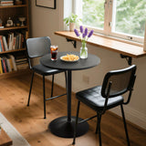 Athena Collection Round Bar Table, Adjustable Height Pub & Bistro Table with 360 Swivel Base, High Top with MDF Desktop - Black Rock Athena Collection