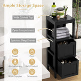 Tangkula Black Small Bathroom Storage Cabinet with 2 Removable Drawers Tangkula