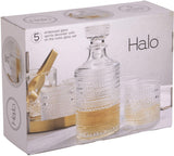 Whiskey Decanter Set for Men, 4 Rocks Drinking Glasses for Spirits, Whiskey, Bourbon, Liquor. Clear Embossed Hobnail Style Decanter Sets Gifts for Men Dad Him -Glavers Glaver's