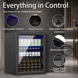 DOGHLY 1.7 Cu.ft Beverage Refrigerator Cooler, 72 Can Mini Fridge with Glass Door, and Temperature controllable switch for Soda, Beer or Wine For Office or Bar with Adjustable Removable Shelves DOGHLY