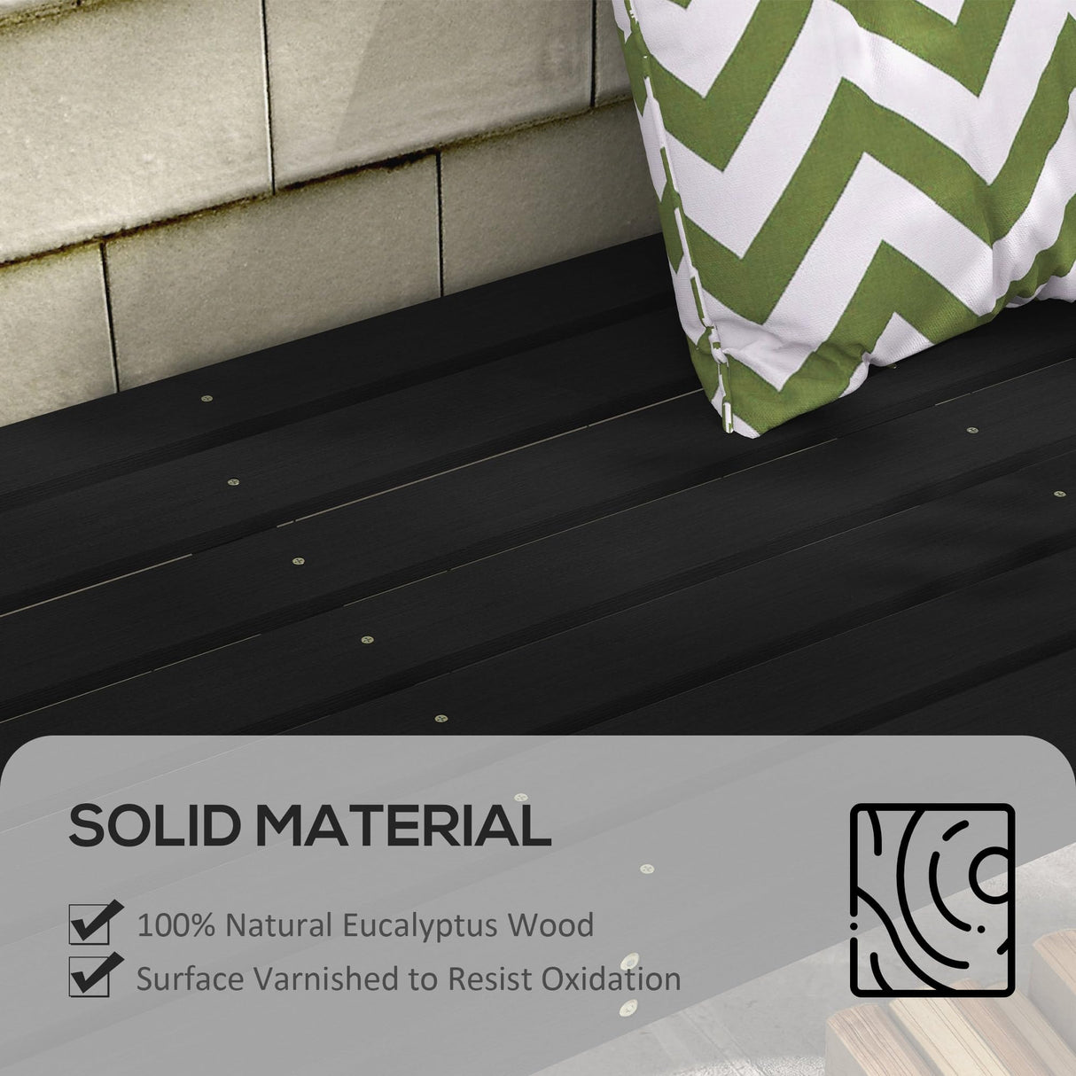 Outsunny Wooden Garden Bench, Outdoor Park Bench with Slatted Seat, Backless Front Porch Bench with Curved Seat for Conservatory, Garden, Poolside, Deck, Black Outsunny