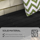 Outsunny Wooden Garden Bench, Outdoor Park Bench with Slatted Seat, Backless Front Porch Bench with Curved Seat for Conservatory, Garden, Poolside, Deck, Black Outsunny