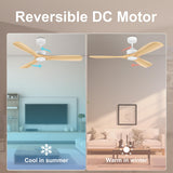 Hoenofly 52” Wood Smart Ceiling Fans with Lights Remote,Quiet DC Motor,Outdoor Indoor Ceiling Fan,Voice Control via WIFI Alexa App,Dimmable,Modern Light Wood Ceiling Fan for Bedroom Patio Porch Hoenofly