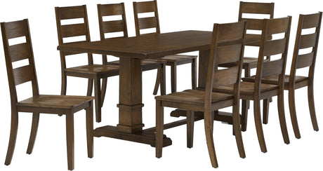 Crosley Furniture Joanna 9-Piece Modern Farmhouse Dining Table Set for 8 with Ladderback Chairs, Dark Oak Crosley Furniture