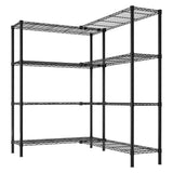 L Shaped Adjustable Storage Shelves 49.2''W X 70.86''H , 4 Tier Wire Shelving Unit, Heavy Duty Garage Corner Shelf, Metal Standing Shelf Units, Pantry Shelf for Corner Laundry Kitchen Pantry Closet SESAISHEIR