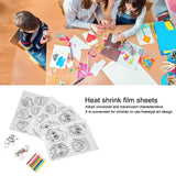 Shrinky Dink Sheets Set, Cartoon Dinosaurs and Girls Pattern Shrinky Plastic Sheet Kit with 10pcs Key Rings and Small Lanyards DIY Accessories for Crafts, Jewelry Making Cyrank