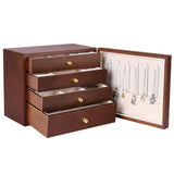 Kendal Wooden Jewelry Box for Women, Wooden Jewelry Organizer, 4-Layer Jewelry Organizer Box with Side Door, Single Door Jewelry Holder Organizer for Earrings, Necklaces, Rings Kendal