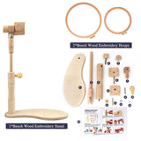 ZOCONE Beech Wood Adjustable Rotated Embroidery Hoop Stand with 2 Pcs 6'' 8'' Embroidery Hoops, Wooden Embroidery Stand, Embroidery Hoop Holder for Cross Stitch and Embroidery Project (A) ZOCONE