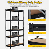 KOKEBREN Garage Shelving Heavy Duty Storage Shelves 2000Lbs Capacity, 5 Tier Adjustable Metal Shelving Unit 48" W x 18" D x 72" H, Industrial Utility Rack for Kitchen Pantry KOKEBREN