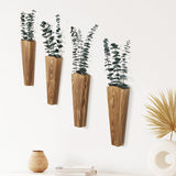Mokof 4 Pack Wood Wall Planter for Indoor Plants, Wooden Pocket Vase for Dried Flowers and Eucalyptus Stems, Modern Farmhouse Wood Wall Decor for Living Room, Bedroom, Bathroom, Home Office Mokof