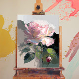 xackcme Rose Paint by Numbers for Adults - Flower Paint by Number on Canvas Without Frame, DIY Floral Oil Painting for Gift Home Wall Decor (16x20 inch) xackcme