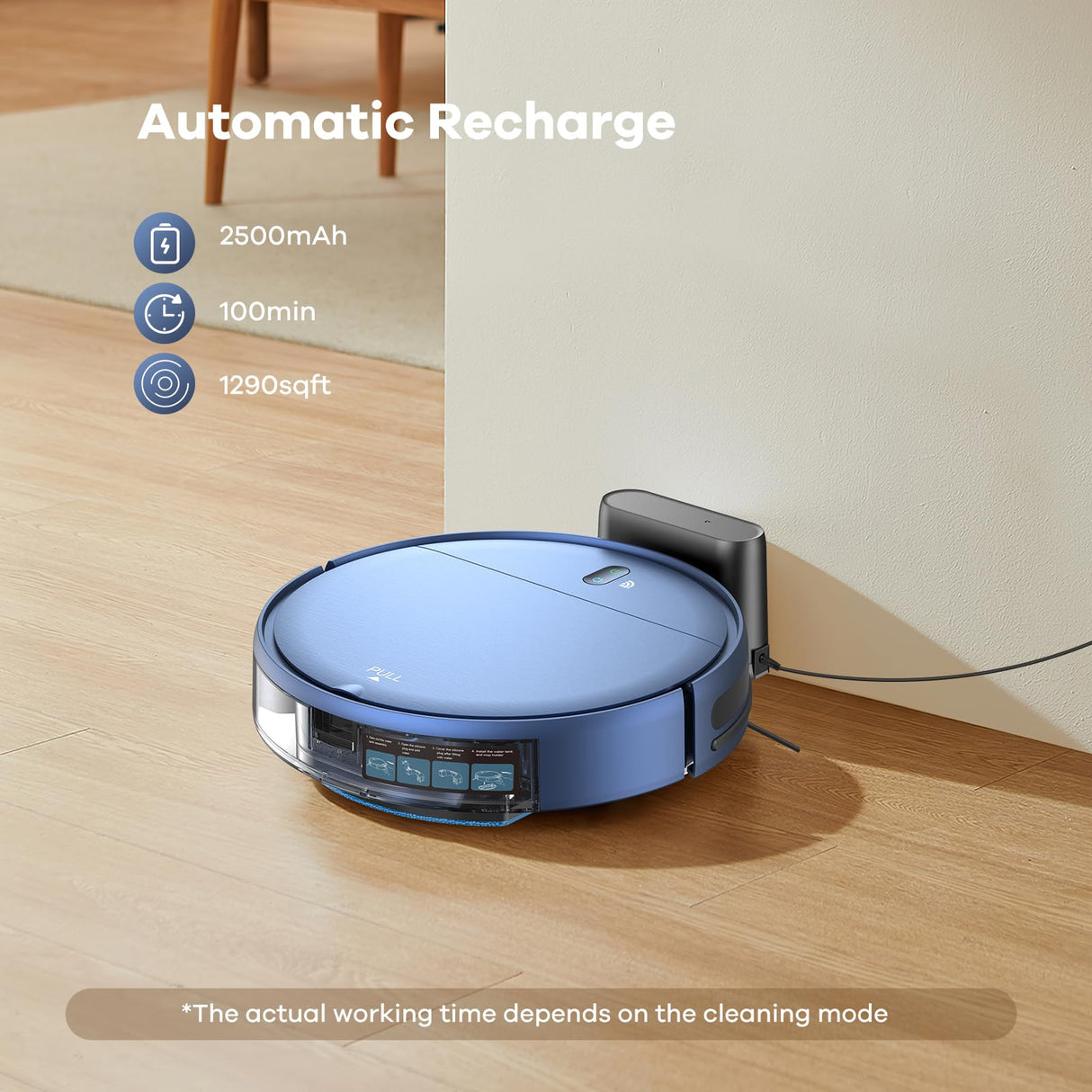 ZCWA Robot Vacuum and Mop Combo, 2 in 1 Mopping Robotic Vacuum with WiFi/App, Robotic Vacuum Cleaner, Schedule Settings, Self-Charging, Ideal for Hard Floor, Pet Hair and Low Pile Carpet ZCWA