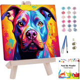 Artunion Framed Paint by Numbers Kit for Adults Beginners & Kids Ages 8-12,Colorful Pitbull Dog Paint by Number with Frame,Dog Animal Paint by Numbers Kit on Canvas 10 * 10 Inch Without Easel Artunion