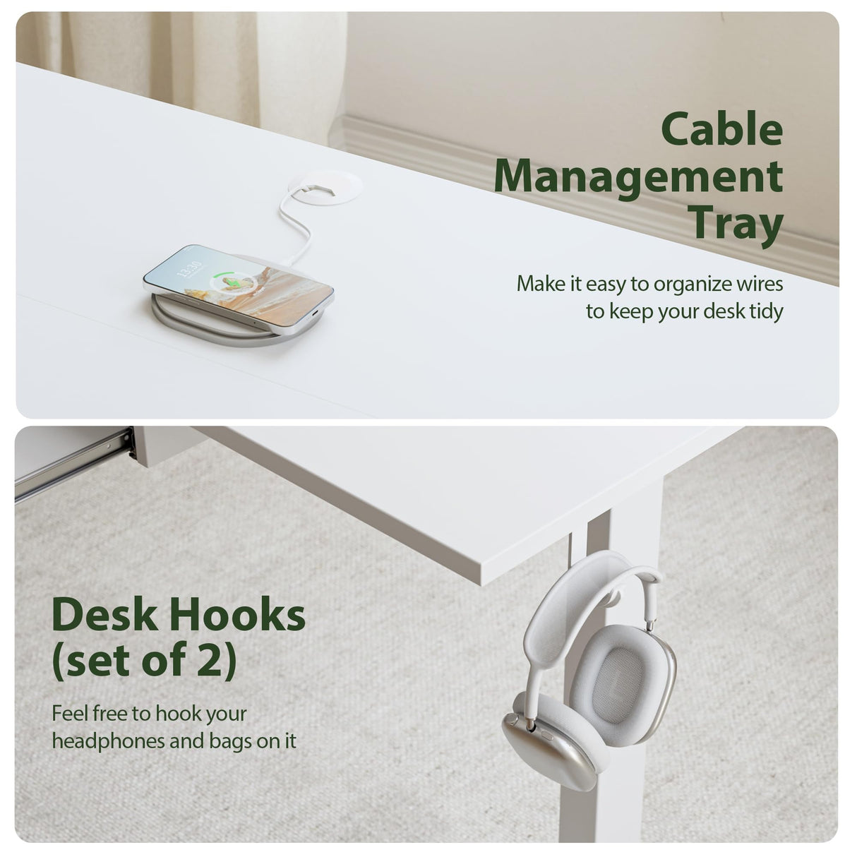 Agilestic Adjustable Height Electric Standing Desk with Storage Wooden Drawer, 63 x 24 Inches Stand Up Home Office Computer Gaming Table with Splice Board for Work Office Home, White Agilestic