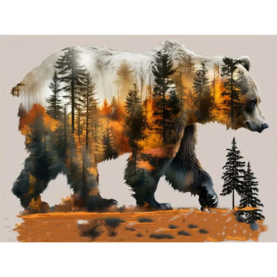 MOMDEDP Forest Bear Diamond Art Kits for Adults,DIY 5D Diamond Painting Kits for Beginners, Round Full Drill Diamond Dots Paintings,Diamonds Pictures Gem Art for Adults Crafts Home Decor 12x16inch