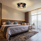 Feanron Farmhouse 2-Light Black Flush Mount Ceiling Light Fixtures, Industrial Vintage Metal Cage Closed to Ceiling Mount Lamp for Hallway Kitchen Bedroom 2 Pack, A19 LED Bulbs Included Feanron