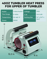 OFFNOVA 40 OZ Tumbler Heat Press Machine Mug Press Machine for Upper of 30oz 40oz Tumbler Sublimation Printing, 4 Adjustable Memory Modes Tumbler Press with Sublimation Paper, Tape and Gloves OFFNOVA