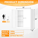 INTERGREAT Metal Storage Cabinet with Doors and Shelves,Lockable Storage Cabinet for Office,36”White Metal Utility Cabinets Garage Cabinets for Home Office, Garage, Kitchen, Shop INTERGREAT