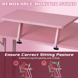 HKLGorg L Shaped Desk Gaming Desk, 50.4’’ Computer Desk, Gaming Table with Monitor Stand Corner Desk with MDF Board Surface, Home Office Desk for Girl Women Gift for Gaming Working Study, Pink HKLGorg