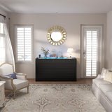 Gyfimoie 8 Drawer Dresser with Power Outlet, White Dresser for Bedroom Chest of Drawer with Glass Top & LED Light, Modern Double Wide Drawer Organizer Cabinet for Living Room (Black) Gyfimoie