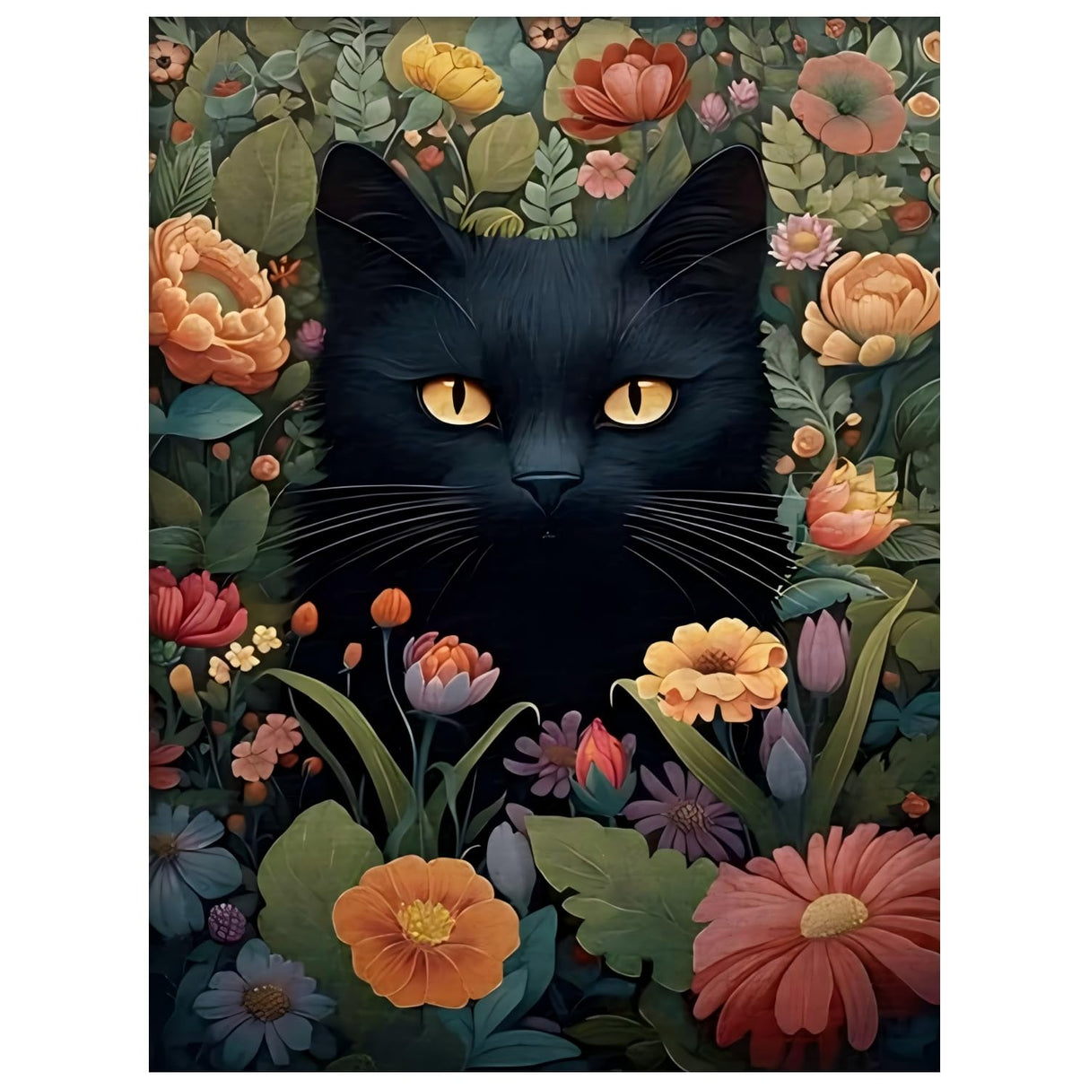 Cat Paint by Numbers for Adult, Cat Paint by Numbers Kit for Adults Beginners, DIY Flower Acrylic Painting on Canvas for Home Wall Art Decor 16x20 Inch Mandun